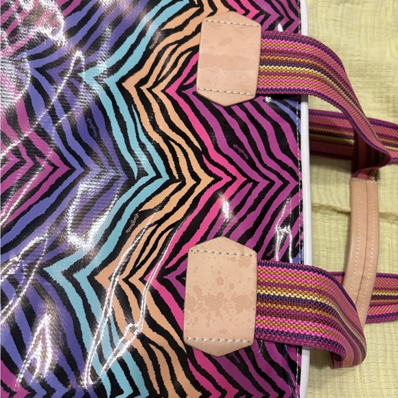 Consuela Zebra Stripe Tote in Pink, Purple, Blue & Peach - Picture 11 of 11